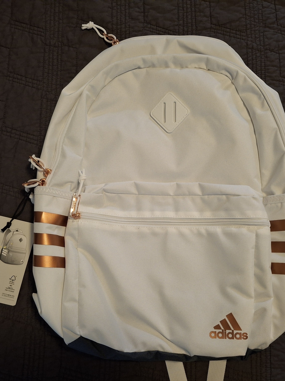 adidas White and Rose Gold Backpack